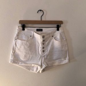 Express high waisted white shorts